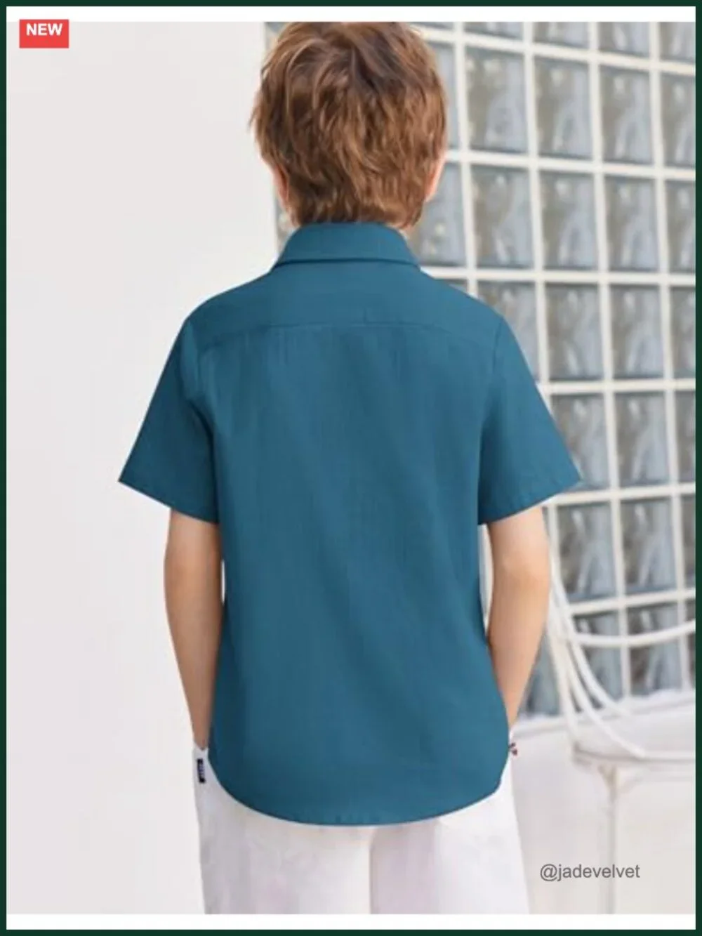 Boys Short Sleeve Button Down Shirt 2 Pockets Kids 4-12 Cotton Casual